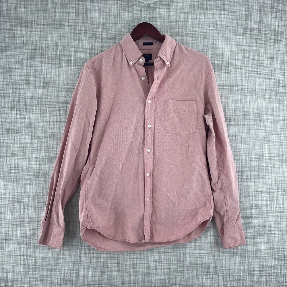 J. Crew Mens Size M Oxford Long Sleeve Button Down Shirt coral color 0418